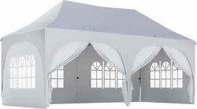 Outsunny Tenda Dobrável 6x3 m Pop-up com 4 Painéis Removíveis Altura Ajustável e Bolsa de Transporte Branco | Aosom Portugal