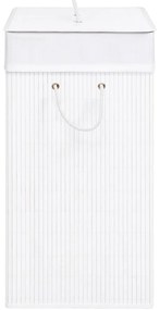 Cesto para roupa suja c/ 2 secções 100 L bambu branco