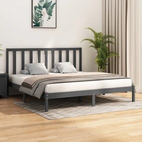 vidaXL Estrutura de cama 200x200 cm pinho maciço cinzento