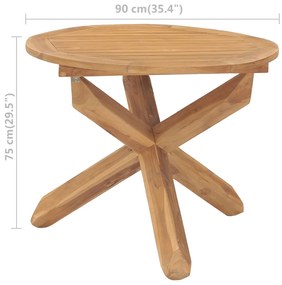 Mesa de jantar para jardim Ø90x75 cm madeira de teca maciça