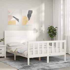 Cama sem colchão 140x200 cm madeira de pinho maciça branco