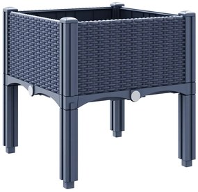 Vaso/floreira de jardim c/ pernas 40x40x42 cm PP cinzento azul