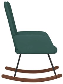 Cadeira de baloiço veludo verde-escuro