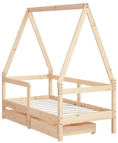 Estrutura de cama infantil c/ gavetas 70x140 cm pinho maciço