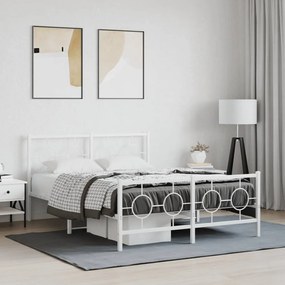 vidaXL Estrutura de cama com cabeceira e pés 140x190 cm metal branco