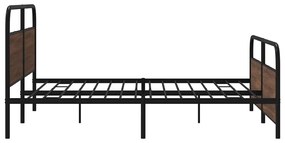 Estrutura cama sem colchão 183x213 cm metal carvalho castanho