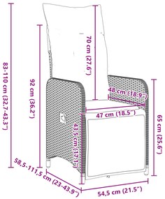 Conjunto de Jantar de Jardim de 7 Peças da com Almofadas em Rattan Pol