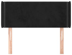 Cabeceira de cama c/ abas veludo 93x16x78/88 cm preto