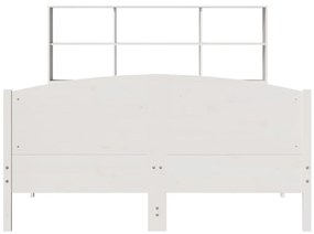 Cama com estante sem colchão 160x200 cm pinho maciço branco