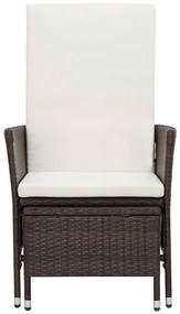 2 pcs conjunto lounge jardim c/ almofadões vime PE castanho