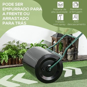 Rolo de relva para jardim com capacidade de 60L preenchível com areia ou água de 50 cm de diâmetro preto