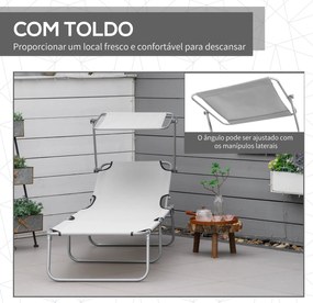 Espreguiçadeira de Jardim Dobrável com Toldo Removível e Ajustável em