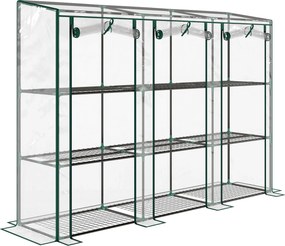 Outsunny Estufa Pequena com Prateleiras de 3 Níveis Portas com Fecho de Correr Estufa para Cultivar 215x46x151 cm Transparente | Aosom Portugal