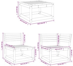 5 pcs conjunto de sofás de jardim madeira pinho maciça branco