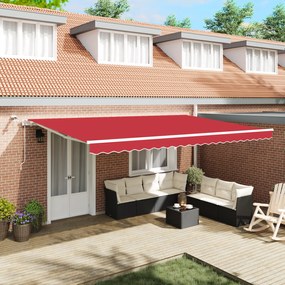 vidaXL Toldo Retrátil Automático com LED Vermelho 500x300 cm