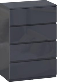 HOMCOM Cómodas Quarto Móvel de Gavetas 4 Gavetas de Alto Brilho Fechamento Suave e Silencioso 55x34x80 cm Cinza | Aosom Portugal