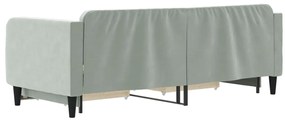 Sofá-cama c/ gavetão e gavetas 80x200 cm veludo cinzento-claro