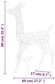 Família de renas decorativa 160 luzes LED coloridas acrílico