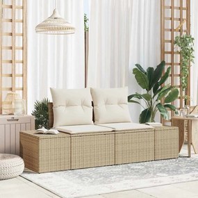 vidaXL Sofá de Jardim para 2 pessoas com almofadas beigas em rattan sintético