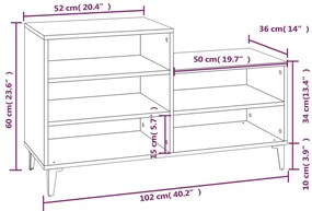 Sapateira 102x36x60 cm derivados de madeira carvalho castanho