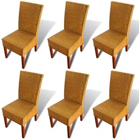 Cadeiras de jantar 6 pcs vime genuíno castanho