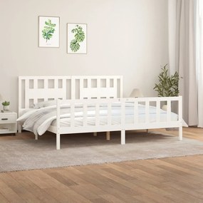 Estrutura cama casal c/ cabeceira 180x200cm pinho maciço branco