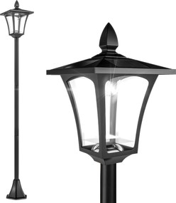 Candeeiro Solar para Jardim com Painel Solar Acendimento Automático e Estrutura de Aço Inoxidável 18x18x160 cm Preto
