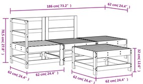 4 pcs conjunto lounge de jardim madeira de douglas maciça