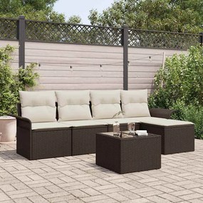 vidaXL Conjunto de Sofá de Jardim de 5 Peças com Almofadas Cinza em Vime Polipropileno