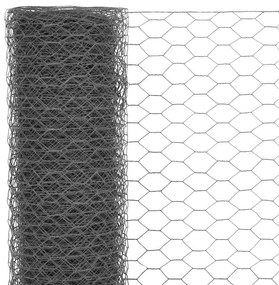 Cerca arame galinheiro 25x1,2m aço c/ revestimento PVC cinzento