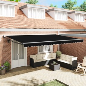 vidaXL Toldo Retrátil Manual Preto 500x300 cm