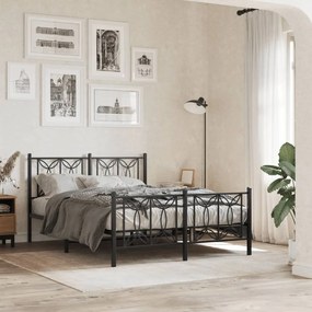 vidaXL Estrutura de cama com cabeceira e pés 140x190 cm metal preto