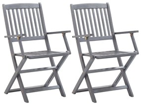 vidaXL Cadeiras de jardim dobráveis 2 pcs madeira acácia maciça