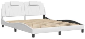 Estrutura cama c/ cabeceira 160x200 cm couro artificial branco