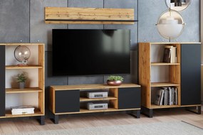 Móvel TV Focus 155 x 40 x 49 cm pés em metal - cor carvalho/ preto