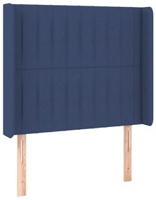 Cabeceira de cama c/ luzes LED tecido 83x16x118/128 cm azul