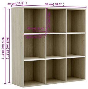 Estante 98x29x97,5cm derivados madeira branco e carvalho sonoma