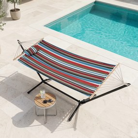 Rede de Descanso Portátil com Suporte, 324 x 98 x 102 cm, Estrutura Metálica Dobrável, Multicolor