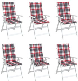 Almofadões cadeiras altas de jardim 6pcs tecido xadrez vermelho