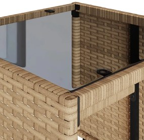 4 pcs conjunto de sofás para jardim c/ almofadões vime PE bege