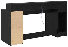 Escrivaninha Carvalho Preto 160x55x91 cm Madeira Engenheirada