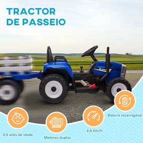 HOMCOM Trator Elétrico com Reboque Amovível Carro Elétrico para Crianç