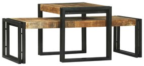 Conjunto de Mesas de Café 2 Peças Madeira de Mangueira Maciça