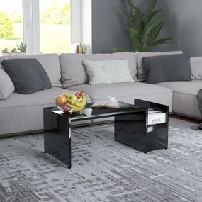 vidaXL Mesa de centro 90x45x35 cm contraplacado preto brilhante