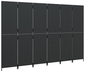 Biombo de divisão 6 painéis vime PE preto