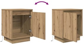 Mesas cabeceira c/ luzes LED 2pcs 38x34x50cm carvalho artesanal