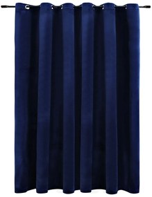 Cortina blackout c/ argolas metal 290x245 cm veludo azul-escuro