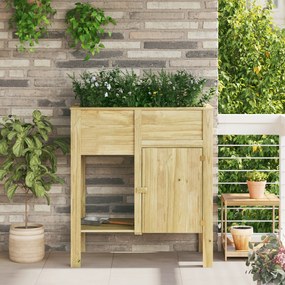 Cama Elevada de Jardim vidaXL com Armazenamento 85x46x96 cm Madeira Tratada de Pinheiro