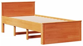 Cama com estante sem colchão 90x190cm pinho maciço castanho-mel