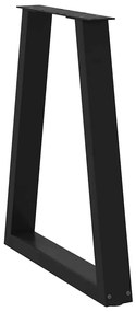 Pés para mesa de jantar em formato de V, 2 peças, preto, 50x(72-73) cm